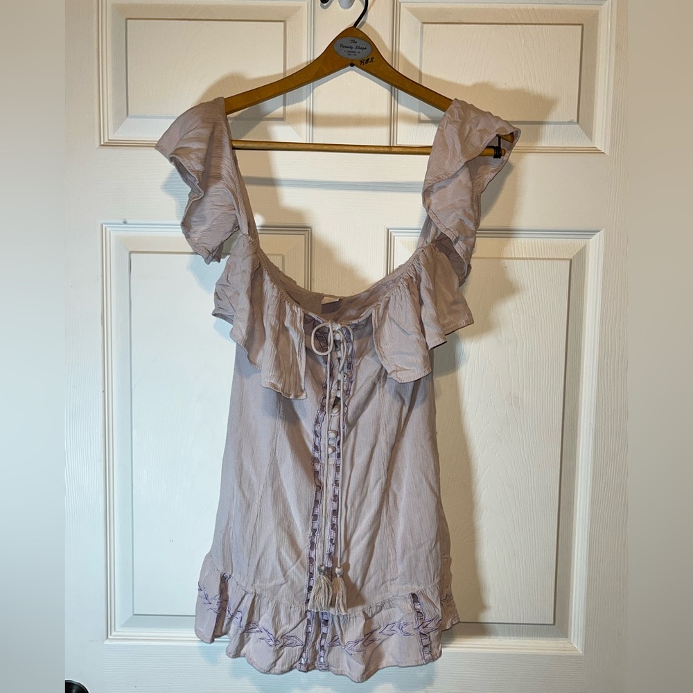 Ale by Alessandra Lavender Ruffled Blouse